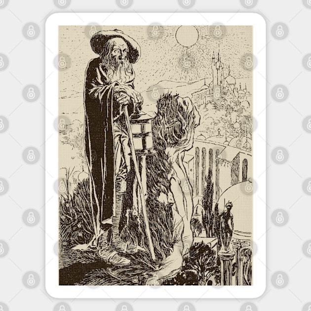 Vintage Wizard Illustration Artwork Magnet by CultOfRomance